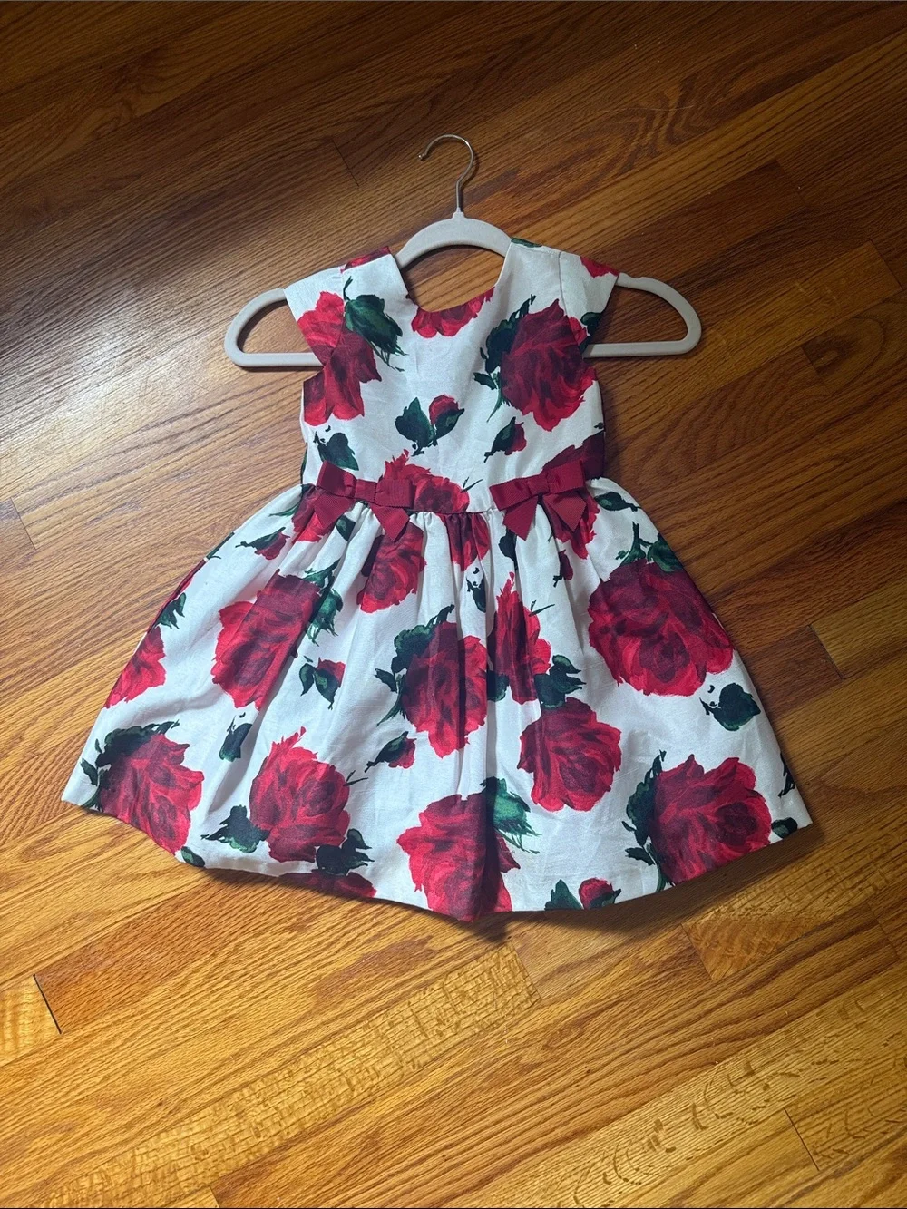 Gymboree White Dress with Red Rose Print